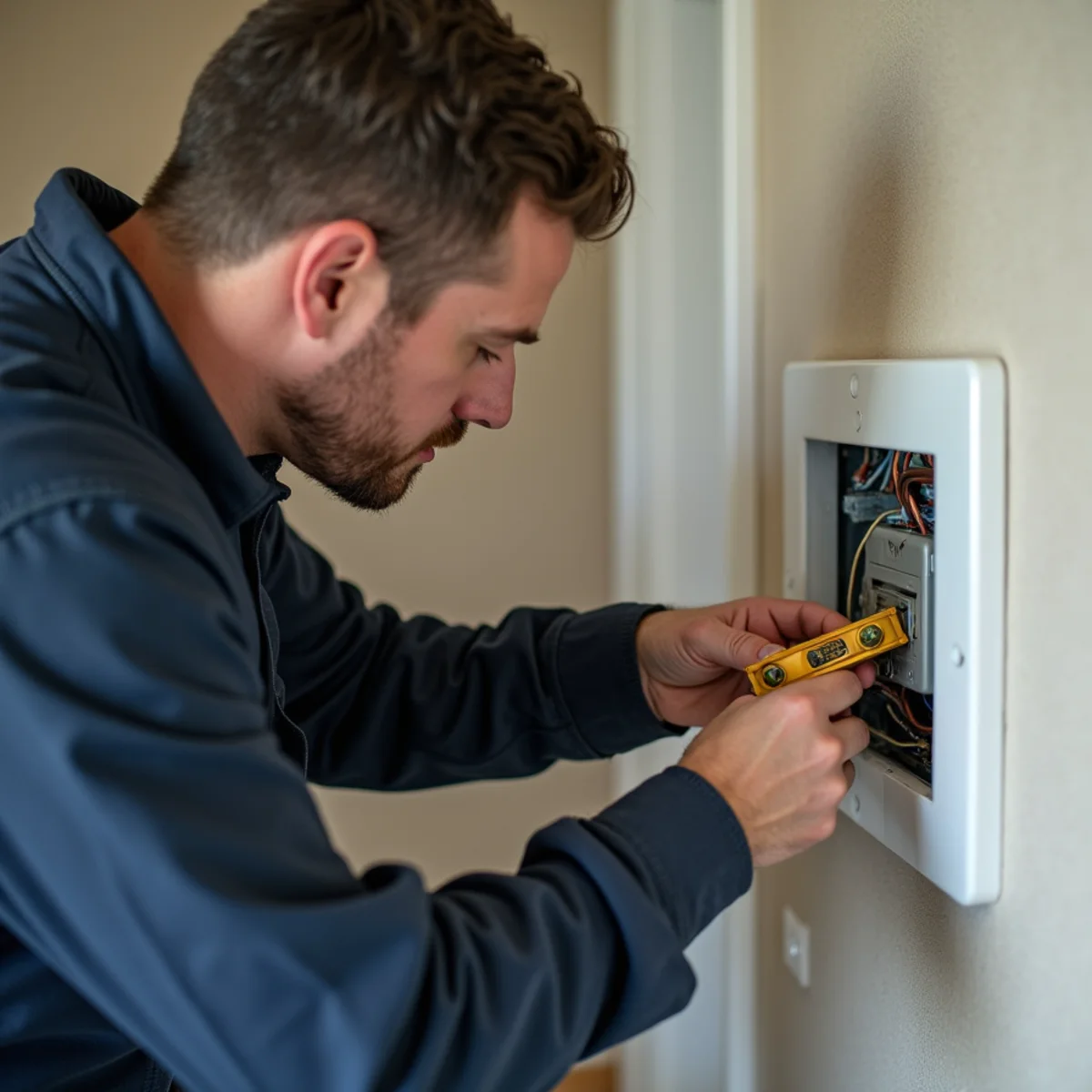 Ductless mini-split indoor air handler mounted cleanly on living room drywall